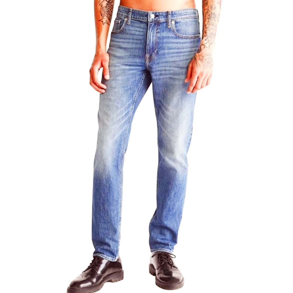 Calvin Klein |👖Denim Slim Straight Faded Blue Jeans Men's Size 36 W / 30 L